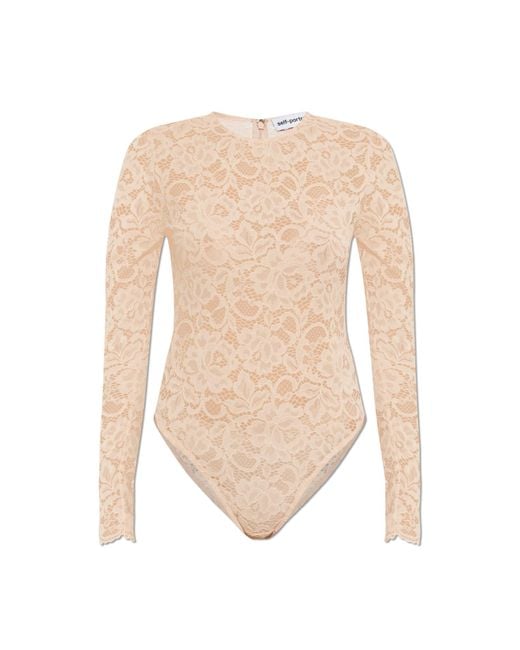 Self-Portrait White Lace Bodysuit