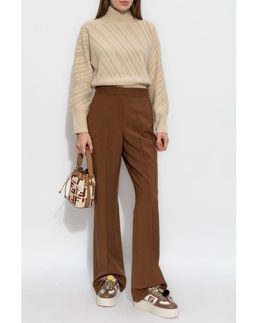 Fendi Natural Sweater With Stand-Up Collar