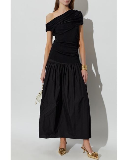 Self-Portrait Black Dress Made Of Combined Fabrics