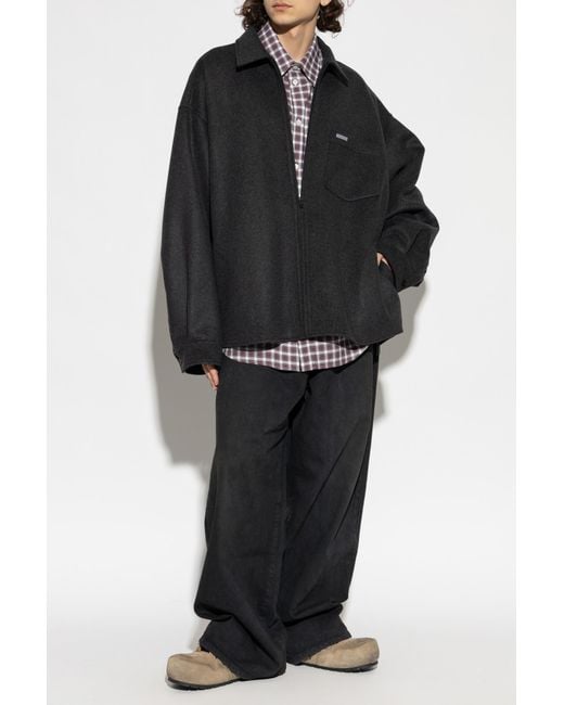 Balenciaga Black Wool Shirt With Logo for men