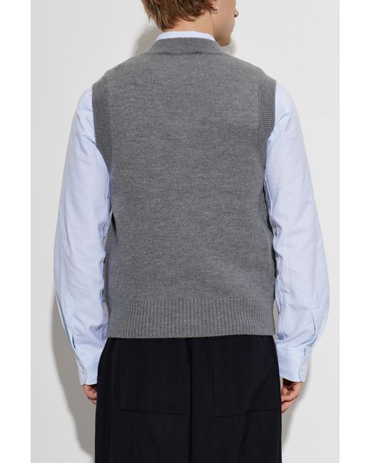 AMI Blue Wool Vest With Logo for men