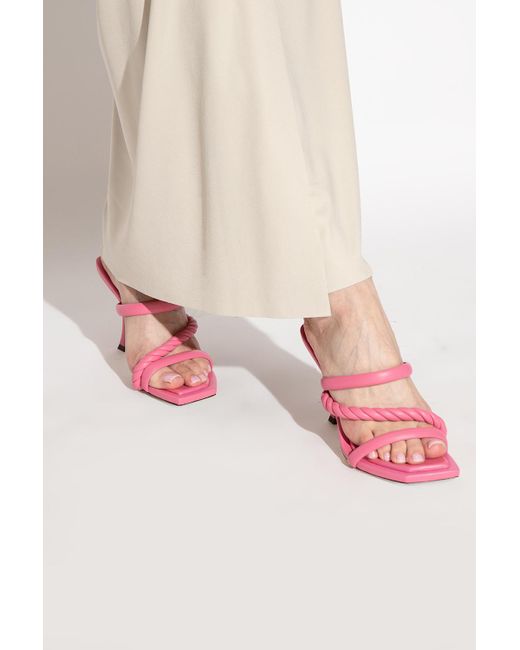 Jimmy Choo Leather 'diosa' Heeled Slides in Pink | Lyst