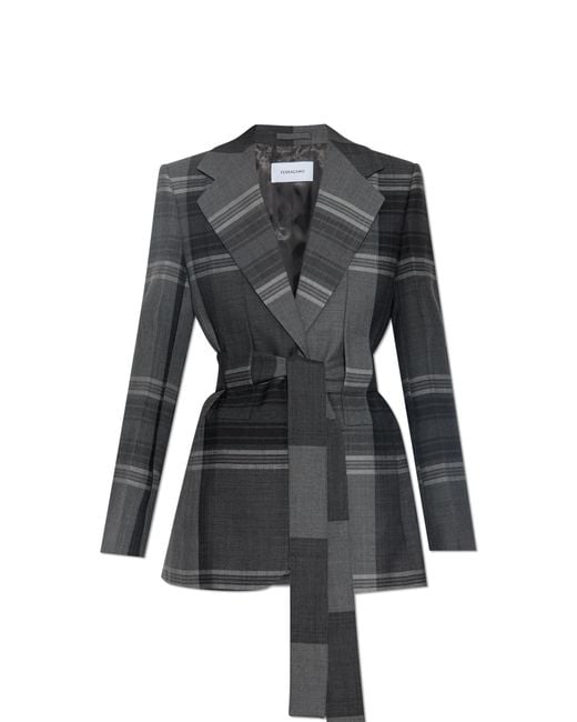 Ferragamo Black Blazer With Waist Belt