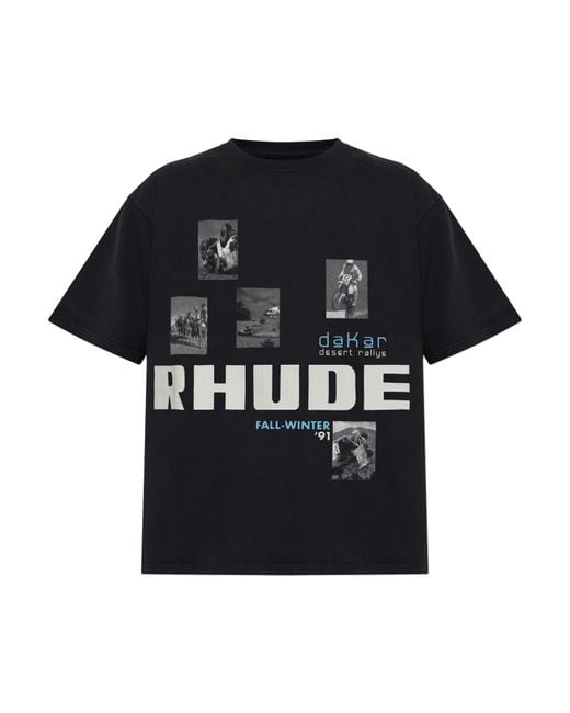 Rhude Black T-Shirt With Logo for men