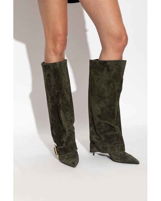 Balmain Black Suede Heeled Boots