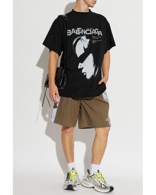 Balenciaga Green Logo Shorts for men
