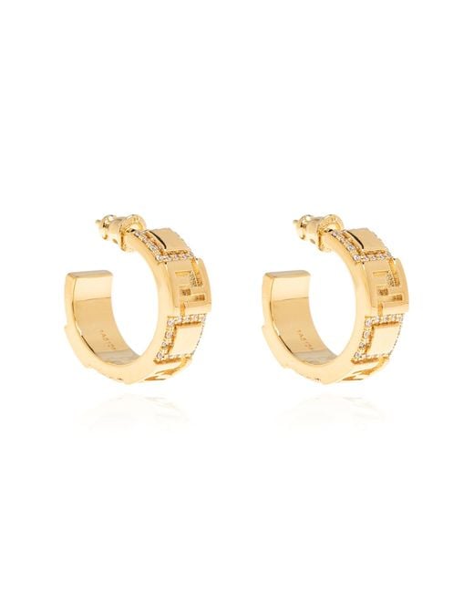 Fendi Brown Earrings With Shimmering Crystals