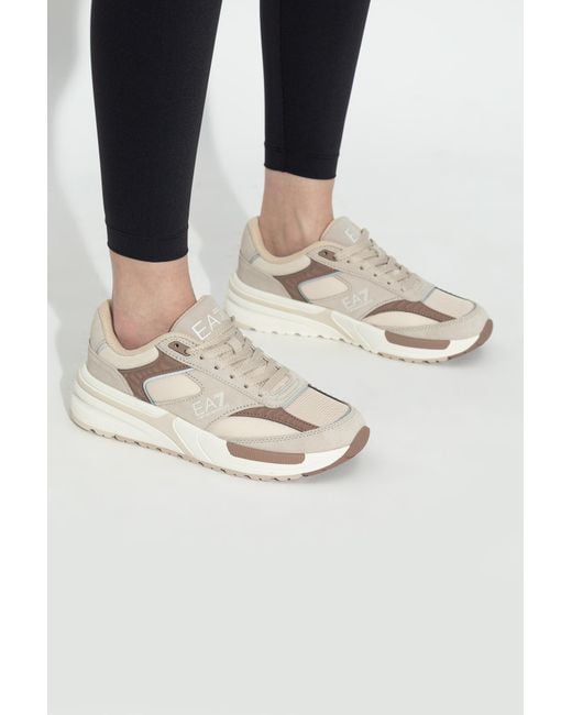 EA7 White Sports Shoes With Logo
