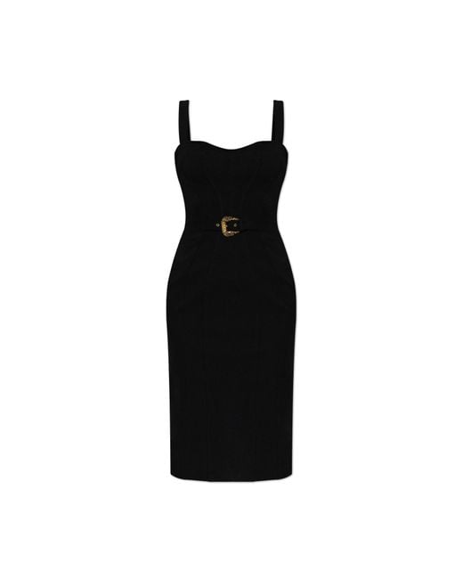 Versace Jeans Couture Black Denim Dress With Transparent Inserts