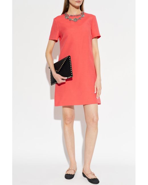 Valentino Garavani Red Dress With Shimmering Crystals