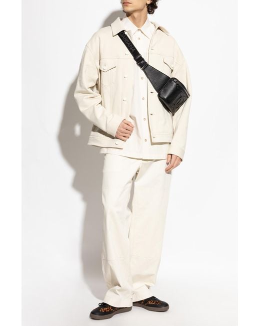 Dolce & Gabbana White Cotton Trousers With Stitching for men