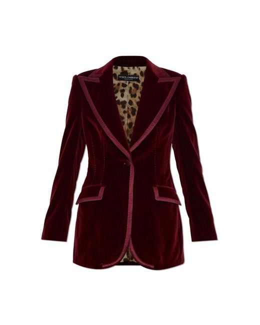 Dolce & Gabbana Red Velvet Blazer With A Single Vent