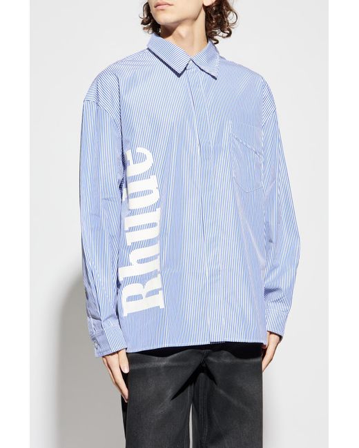 Rhude Gray Shirt With Striped Pattern for men
