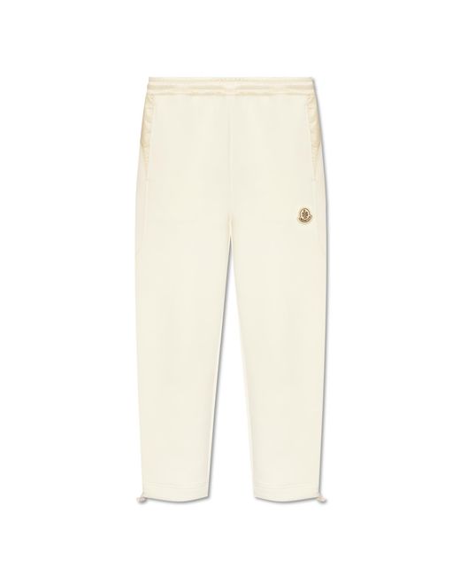 Moncler White Sweatpants With Logo Patch