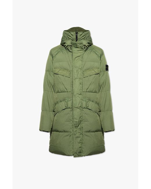 Stone Island Wool Down Jacket in Green 