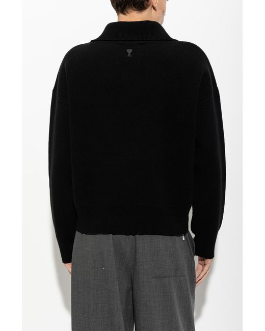 AMI Black Wool Sweater for men