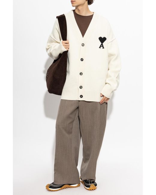 AMI Natural Wool Cardigan for men