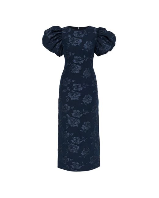 ROTATE BIRGER CHRISTENSEN Blue Dress With Puff Sleeves