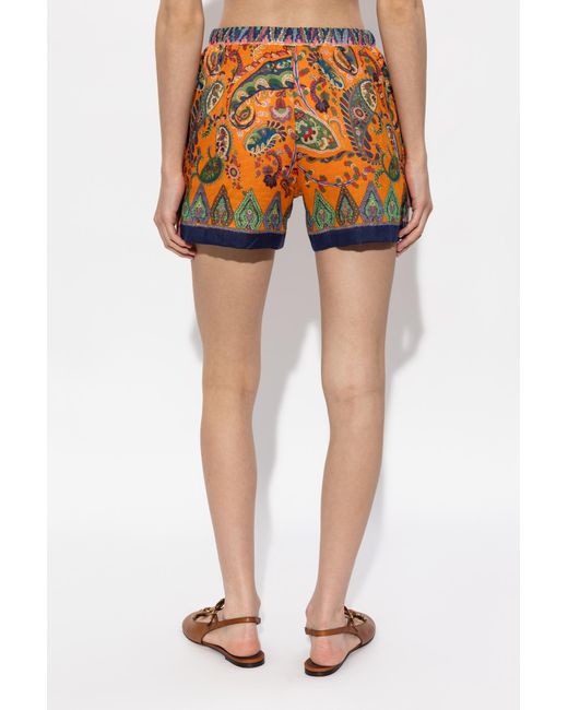 Etro Orange Patterned Shorts