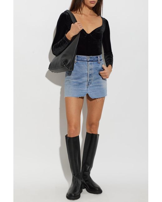 Vetements Black Velvet Bodysuit With Long Sleeves