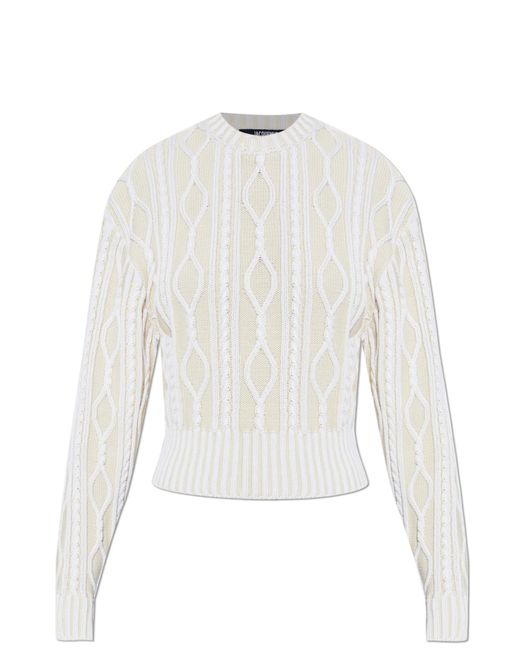 Jacquemus White Sweater With Decorative Knit