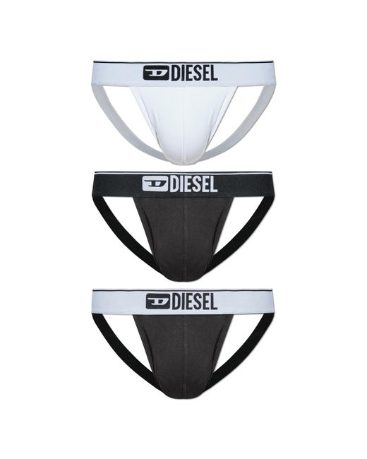 DIESEL White Three-Pack Of Jockstraps 'Umbr' for men
