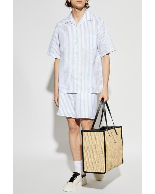 McQueen White Striped Pattern Shorts for men