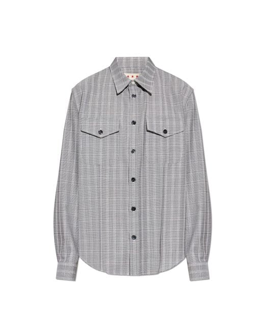 Marni Gray Checked Pattern Shirt for men