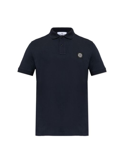 Stone Island Blue Polo With Logo Patch for men