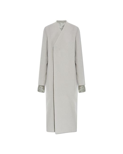 Rick Owens White Wool Coat