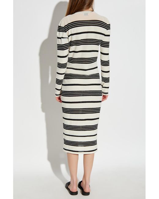 Moncler White Dress With Stripe Pattern