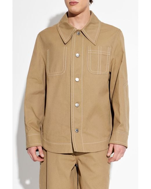 AMI Natural Denim Jacket With Pockets for men