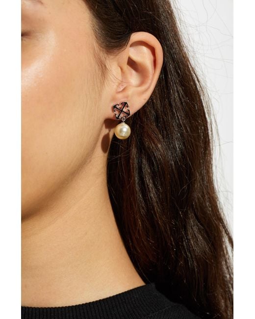 Off-White c/o Virgil Abloh Metallic Earrings With Glass Pearl