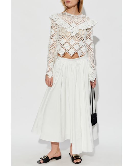 Self-Portrait White Asymmetrical Skirt