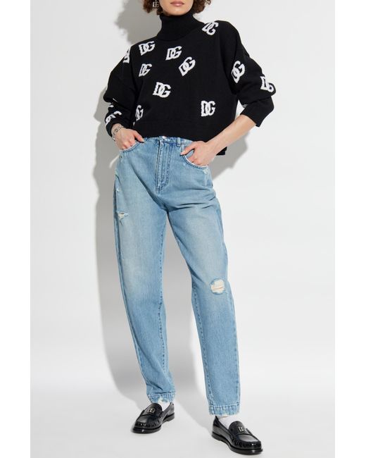 Dolce & Gabbana Black Turtleneck With Logo