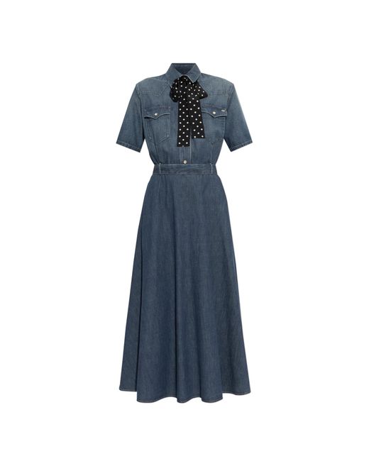 Valentino Garavani Blue Denim Dress With Belt