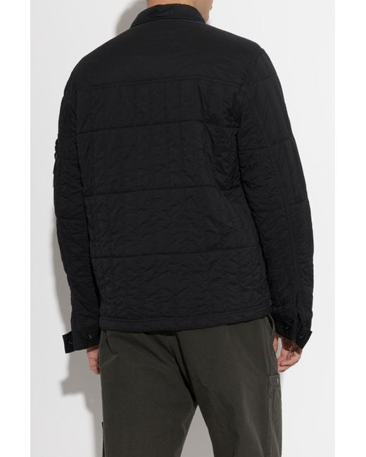 Stone Island Black Jacket With Logo Patch for men