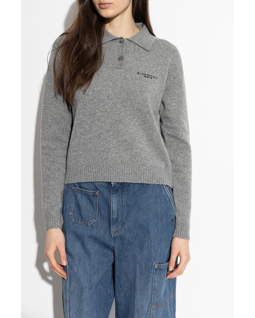Givenchy Blue Wool Polo Sweater