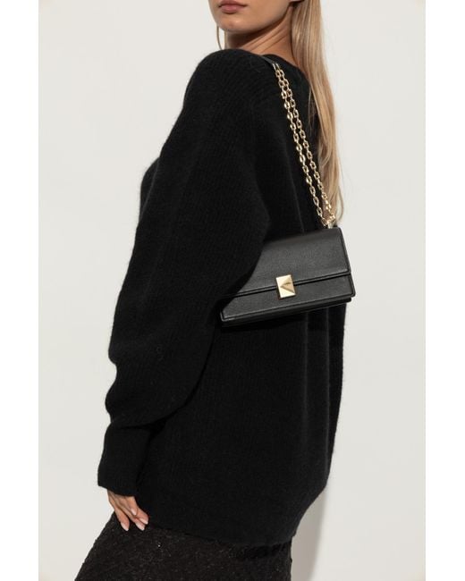 Kate Spade Black Rectangular Leather Golden Chain Shoulder Bag