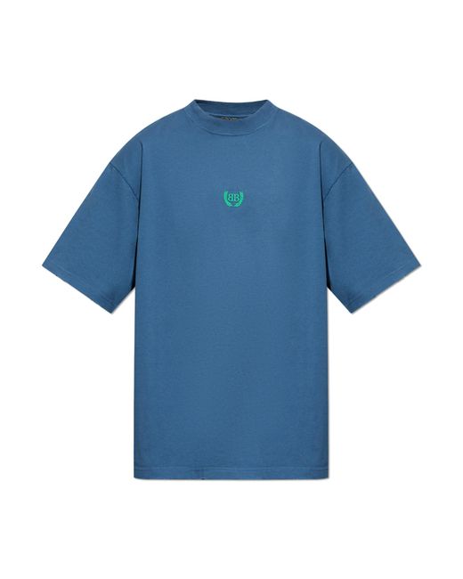Balenciaga Blue T-Shirt With Vintage Effect for men