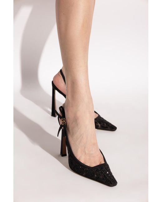 Dolce & Gabbana Black High Heel Shoes With Shimmering Crystals