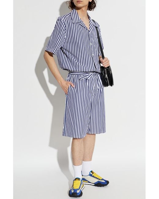 Dolce & Gabbana Blue Striped Pattern Shorts for men