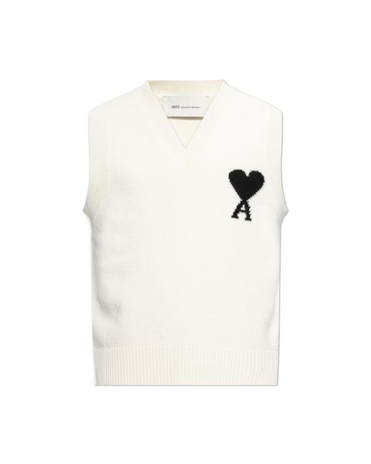 AMI White Wool Vest for men