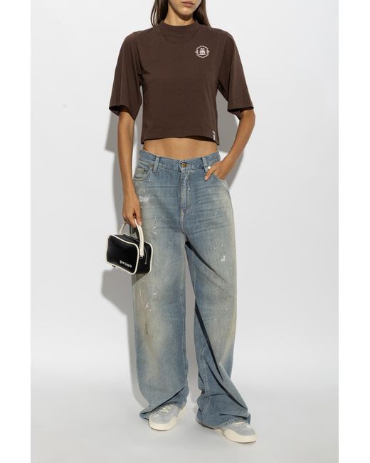 Palm Angels Brown Oversized Cotton T-Shirt