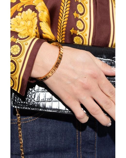 Versace Metallic Bracelet With Characteristic Greek Pattern