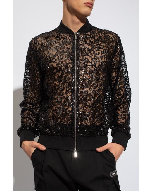 DSquared² Black Jacket With Sequin Embroidery, for men