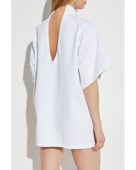 Alaïa White Top With A Stiff Stand-Up Collar