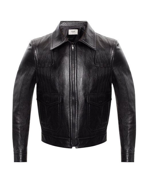 Céline Black Leather Jacket for men