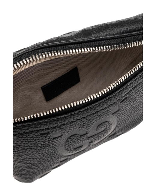 Gucci Black Logo-embossed Leather Belt Bag for men