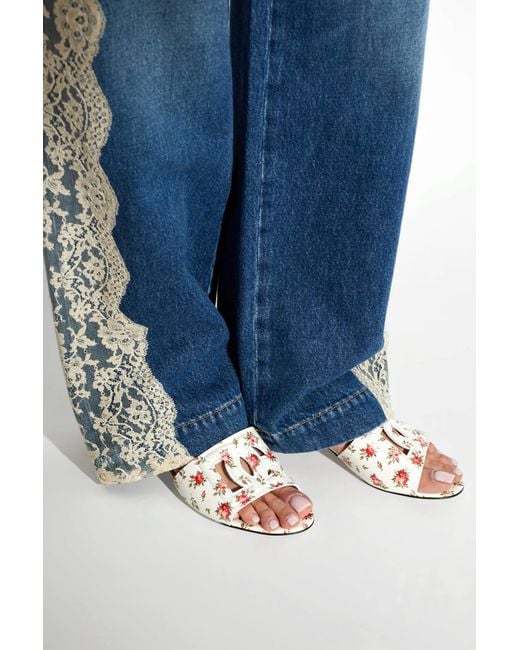 Dolce & Gabbana White Leather Heeled Mules